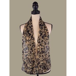 Antthony Originals Black and Beige Geometric Print Scarf 55" long by 10" wide